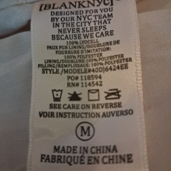 Blank NYC Women's Quilted Jacket Sherpa Collar Medium Beige EUC!! - Picture 7 of 8